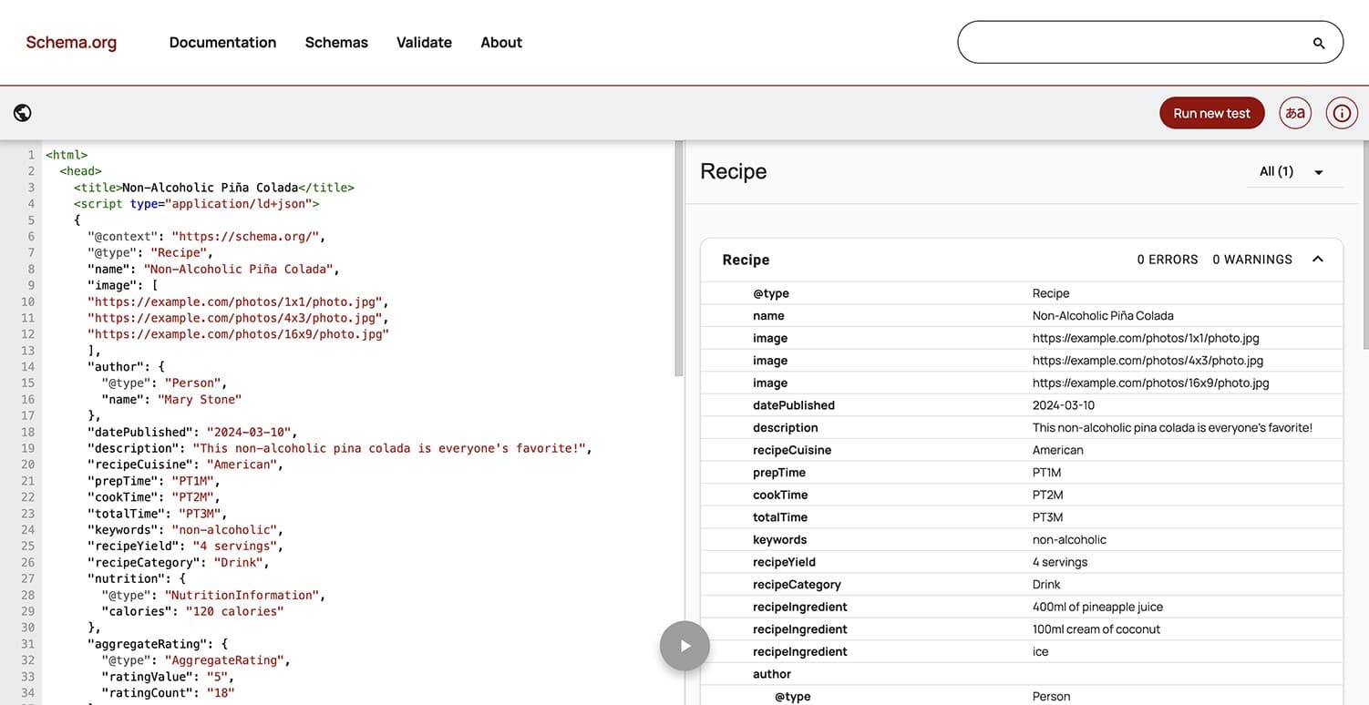 Schema Markup example