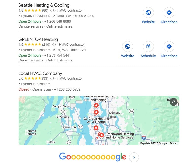 HVAC Google Business Profile