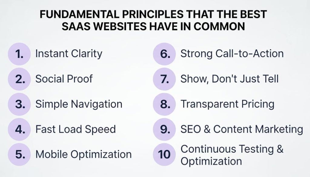 principles of saas website conversion elements