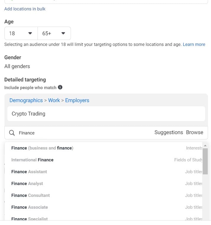 crypto audience targeting ads